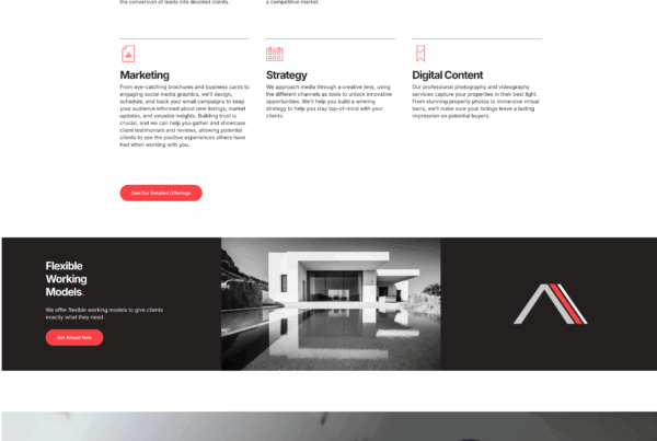 Homepage design of the Agentcy brand studio website showcasing modern real estate web design for realtors.